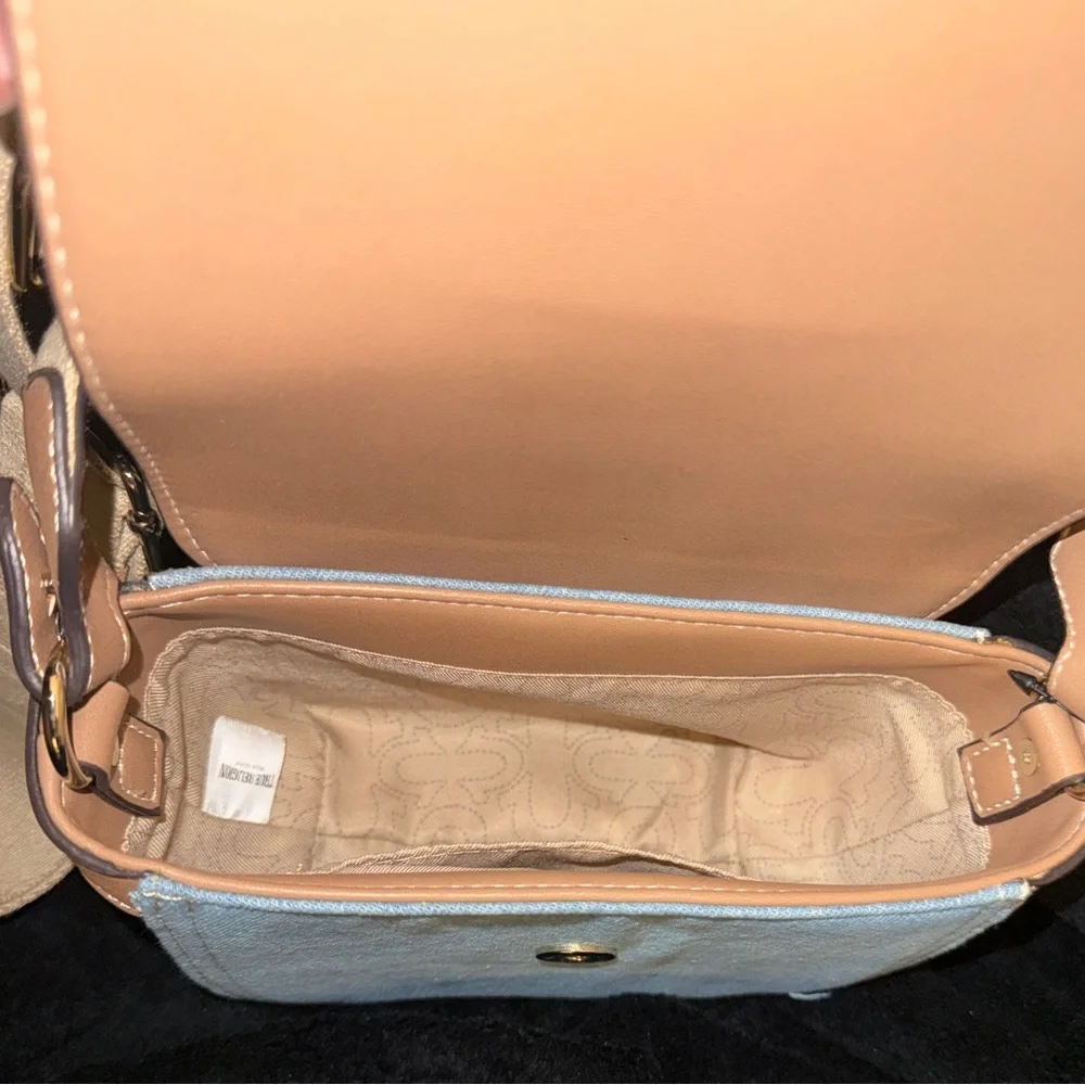 True Religion Denim and Tan Crossbody Bag